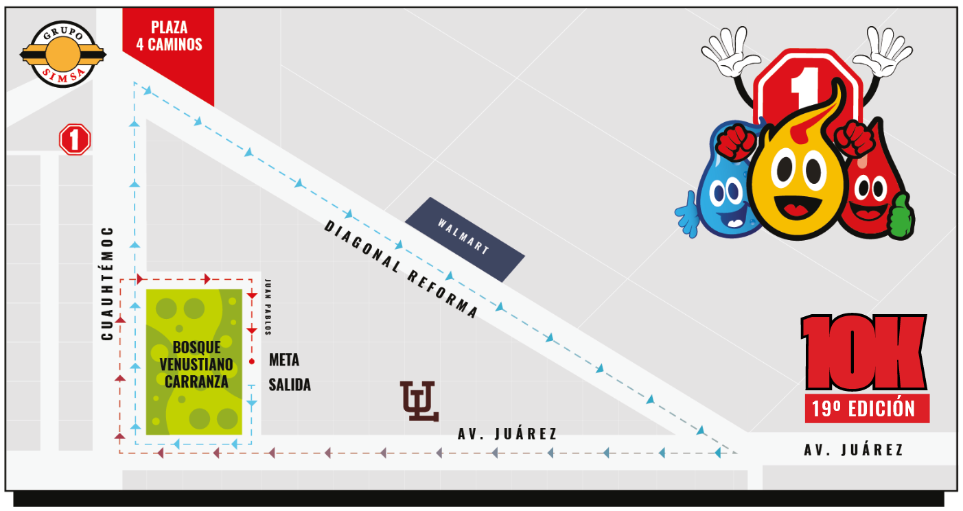 Mapa del recorrido de la carrera 10K